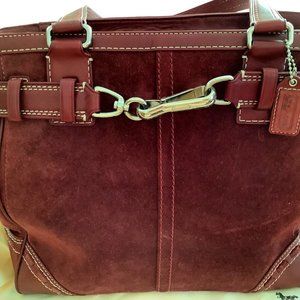 COACH suede and leather burgundy red handbag purse